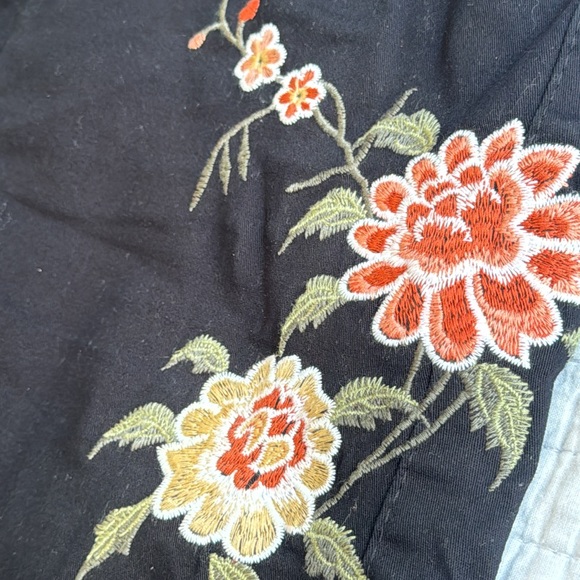 Rose Embroidered slim fit denim overalls . - Picture 13 of 16